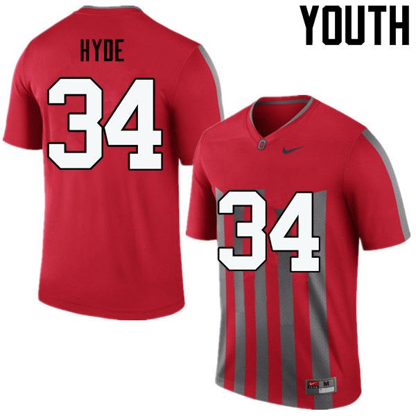 Ohio State Buckeyes #34 Carlos Hyde Youth Stitched Jersey Throwback
